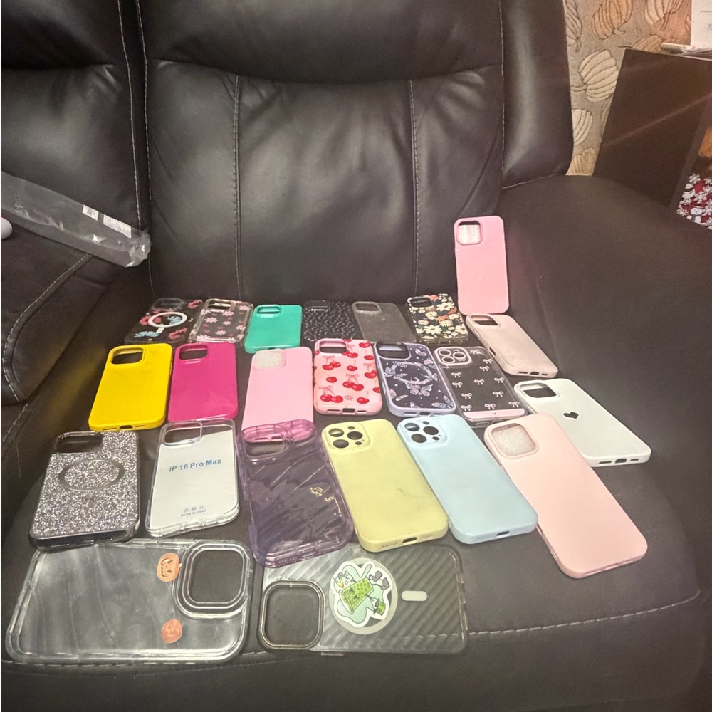 Apple Phone Cases in Pink, Yellow, and Black